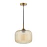 Dar Lighting Dar - Demarius Pendant Natural Brass and Amber Glass