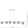 Dar Lighting Dar - Lysandra 6 Light Bar Pendant Polished Chrome and Smoked Glass