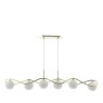 Dar Lighting Dar - Lysandra 6 Light Bar Pendant Polished Gold and Opal Glass