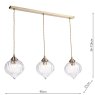 Dar Lighting Dar - Mya 3 Light Bar Pendant Antique Brass and Clear Glass