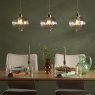 Dar Lighting Dar - Mya 3 Light Bar Pendant Antique Brass and Clear Glass