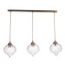 Dar Lighting Dar - Mya 3 Light Bar Pendant Antique Brass and Clear Glass