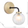 Dar Lighting Dar - Gibbs Wall Light Antique Brass & Glass