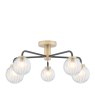 Dar Lighting Dar - Gibbs 5 Light Semi-Flush Antique Brass & Glass