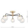 Dar Lighting Dar - Gibbs 5 Light Semi-Flush Antique Brass & Glass