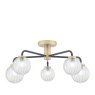 Dar Lighting Dar - Gibbs 5 Light Semi-Flush Antique Brass & Glass