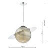 Dar Lighting Dar - Saturn Pendant Planet Style Glass and Polished Chrome