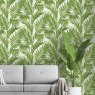 Esselle Esselle - Tropical Palm Leaf Green and White Wallpaper