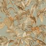 Wallpaper Sample - Bird of Paradise Aqua and Gold