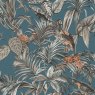 Wallpaper Sample - Bird of Paradise Dark Blue and Silver