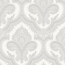 Wallpaper Sample - Damask White and Silver