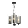 Dar Lighting Dar - Daylin Three Light Pendant (Satin Black and Smoked Ribbed Glass)