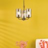 Dar Lighting Dar - Daylin Three Light Pendant (Satin Black and Smoked Ribbed Glass)