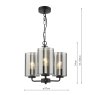 Dar Lighting Dar - Daylin Three Light Pendant (Satin Black and Smoked Ribbed Glass)