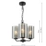 Dar Lighting Dar - Daylin Three Light Pendant (Satin Black and Smoked Ribbed Glass)