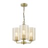 Dar Lighting Dar - Daylin Three Light Pendant (Satin Gold and Amber Ribbed Glass)