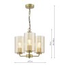 Dar Lighting Dar - Daylin Three Light Pendant (Satin Gold and Amber Ribbed Glass)