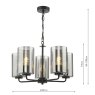 Dar Lighting Dar - Daylin Five Light Pendant (Satin Black and Smoked Ribbed Glass)