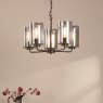 Dar Lighting Dar - Daylin Five Light Pendant (Satin Black and Smoked Ribbed Glass)