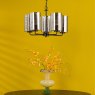 Dar Lighting Dar - Daylin Five Light Pendant (Satin Black and Smoked Ribbed Glass)