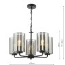 Dar Lighting Dar - Daylin Five Light Pendant (Satin Black and Smoked Ribbed Glass)