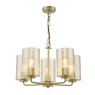 Dar Lighting Dar - Daylin Five Light Pendant (Satin Gold and Amber Ribbed Glass)