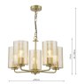 Dar Lighting Dar - Daylin Five Light Pendant (Satin Gold and Amber Ribbed Glass)