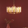 Dar Lighting Dar - Daylin Five Light Pendant (Satin Gold and Amber Ribbed Glass)