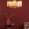 Dar Lighting Dar - Daylin Five Light Pendant (Satin Gold and Amber Ribbed Glass)