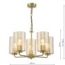 Dar Lighting Dar - Daylin Five Light Pendant (Satin Gold and Amber Ribbed Glass)
