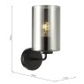 Dar Lighting Dar - Daylin Wall Light (Satin Black and Smoked Ribbed Glass)