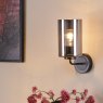 Dar Lighting Dar - Daylin Wall Light (Satin Black and Smoked Ribbed Glass)