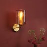 Dar Lighting Dar - Daylin Wall Light (Satin Gold and Amber Ribbed Glass)