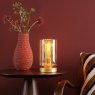 Dar Lighting Dar - Daylin Table Lamp (Satin Gold and Amber Ribbed Glass)