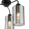 Dar Lighting Dar - Daylin Three Light Semi-Flush (Satin Black and Smoked Ribbed Glass)