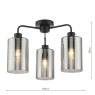 Dar Lighting Dar - Daylin Three Light Semi-Flush (Satin Black and Smoked Ribbed Glass)