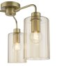 Dar Lighting Dar - Daylin Three Light Semi-Flush (Satin Gold and Amber Ribbed Glass)