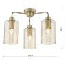 Dar Lighting Dar - Daylin Three Light Semi-Flush (Satin Gold and Amber Ribbed Glass)