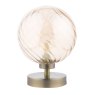 Dar Lighting Esben - Touch Table Lamp (Antique Brass With Twisted Amber Glass)