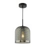 Dar Lighting Esila - Pendant Matt Black and Smoked Glass