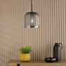Dar Lighting Esila - Pendant Matt Black and Smoked Glass