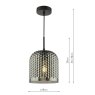 Dar Lighting Esila - Pendant Matt Black and Smoked Glass