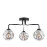 Dar Lighting Feya - Three Light Semi Flush (Matt Black With Closed Organic Smoked Glass)