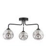Dar Lighting Feya - Three Light Semi Flush (Matt Black With Closed Organic Smoked Glass)