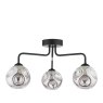 Dar Lighting Dar - Feya 3 Light Semi Flush (Matt Black With Closed Organic Smoked Glass)