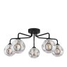 Dar Lighting Dar - Feya 5 Light Semi Flush (Matt Black With Closed Organic Smoked Glass)