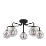 Dar Lighting Dar - Feya 5 Light Semi Flush (Matt Black With Closed Organic Smoked Glass)