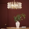 Dar Lighting Dar Yuridia - 4 Light Pendant (Satin Gold and Ribbed Glass)