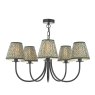 Dar Lighting Dar Becca - 5 Light Pendant (Matt Black With Shade)
