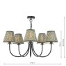 Dar Lighting Dar Becca - 5 Light Pendant (Matt Black With Shade)